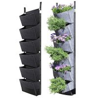 6 Pocket Vertical Garden Grey Planter Bag Wall-mounted Planting Flower Grow Pots 107X 30cm Home Garden Vegetable Fruit Supplies