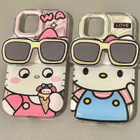 เคส ไอโฟน แว่นตากันแดดน่ารัก KT แมวสำหรับแอปเปิ้ล 14promax11 เคสศัพท์ 13 นุ่ม xsxr78plus12