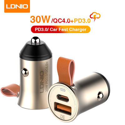LDNIO ระบบชาร์จเร็ว USB 30W ที่ชาร์จแบตในรถ PD + อะแดปเตอร์รถยนต์ QC4.0ที่ชาร์จอเนกประสงค์แบบพกพาได้ C509Q