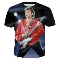 2021 ROCK SINGER johnny halliday 3D พิมพ์เสื้อยืด unisex แฟชั่น Casual streetwear hip hop เสื้อผ้า Harajuku Streets เสื้อยืดสัปดาห์