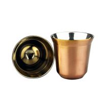 【High-end cups】80มิลลิลิตรผนังสองสแตนเลสเอสเพรสโซ่ถ้วยฉนวนกันความร้อน Nespresso Pixie ถ้วยกาแฟแคปซูลรูปร่างน่ารักเทอร์โมถ้วยกาแฟแก้ว