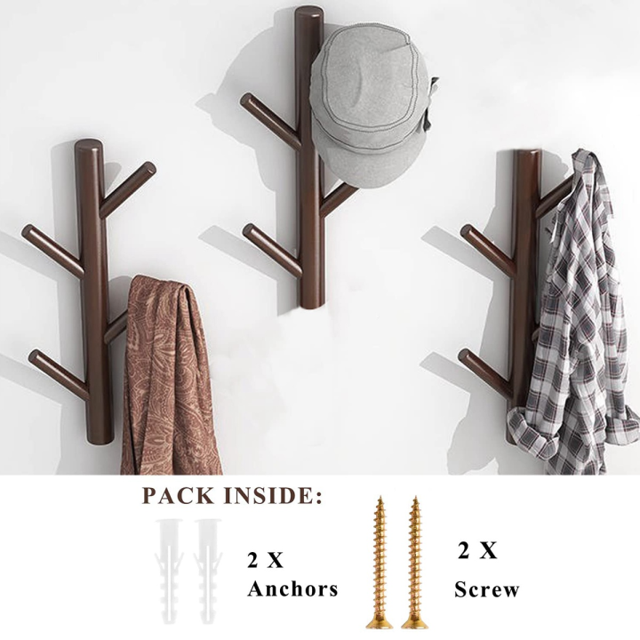 4-hooks-hanging-pegs-modern-wall-mounted-coat-and-hat-rack-entrance-coat-hook-no-punching-household-branch-coat-rack-wood-hook-wall-decor-hanger-for-bedroom-3-pack-brown