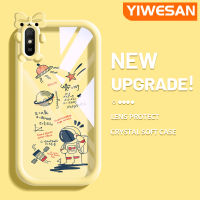 YIWESAN เคสสำหรับ Xiaomi Redmi 9A Redmi เคส9I ลายการ์ตูนน่ารักนาซ่านักบินอวกาศลวดลายเส้นขอบนุ่มโปร่งใสเคสกันกระแทกเคสโทรศัพท์ซิลิโคนเนื้อนิ่มทนทานต่อการตก