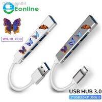 Hjghfhf EONLINE 3D UV USB C HUB 3.0 Type 3.1อะแดปเตอร์4ตัวแยกพอร์ตสำหรับ13 15