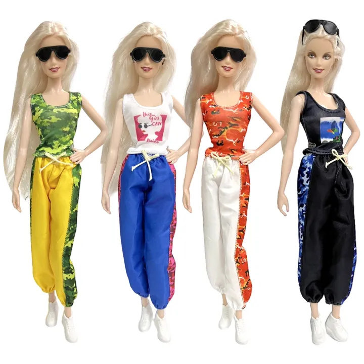 nk-1-pcs-fashion-outfit-dollhouse-casual-sports-wear-yoga-dress-gym-hooded-clothes-for-barbie-doll-accessories-kids-toys-jj