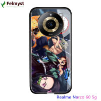 เคสกันกระแทกสำหรับ Realme 11 5G Realme Narzo 60 5G จากญี่ปุ่นสำหรับเด็กผู้หญิงเคสโทรศัพท์ฆ่าปิศาจ Kimetsu No Yaiba Tanjirou Nezuko เคสกระจกนิรภัยมันวาว