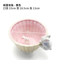 Japanese and Korean Creative Hand-painted Cute Cartoon Ceramic Cabbage Double Rabbit Salad Plate Carrot Dessert Bowl Spoon Cup