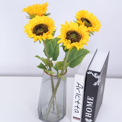[AYIQ Flower Shop] ดอกไม้ดอกทานตะวันประดิษฐ์46ซม. ดอกเดซี่ผ้าไหมที่สมจริงสูงสำหรับการจัดดอกไม้ที่บ้านงานแต่งงานตกแต่งดอกทานตะวัน