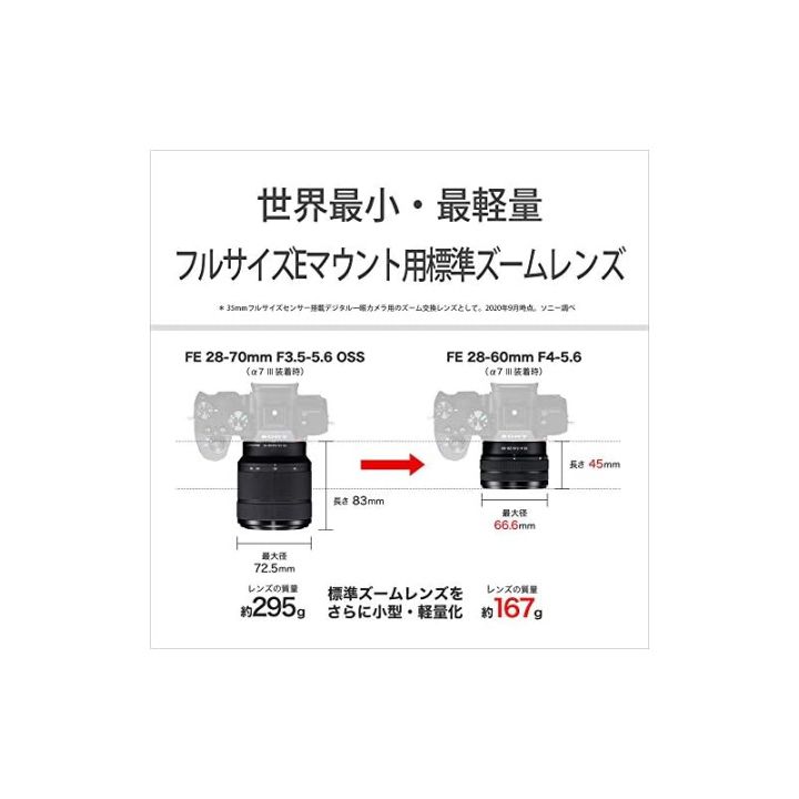 ส่งตรงจากญี่ปุ่น-โซนี่-เลนส์ซูมมาตรฐาน-ขนาดเต็ม-เลนส์-f4-5-6-28-60มม-ของแท้สำหรับกล้องดิจิตอล-slr-e-mount-sel2860