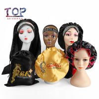 Custom LOGO Wigs Packaging T-shirt Elastic Band Wig Bag Hair Box Satin Bonnet Hair tagBundle WrapsLong Bonnets