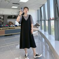 COD DSFDGDFFGHH 2022 Large Size Womens Dress Fashion A-Line 100kg Fat Mm 150kg Loose Long Short-Sleeved T-Shirt N0QU