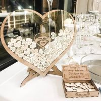 Heart Shape Wedding Guest Book - Wedding Decor-Drop Heart Guestbook Wooden Signature Wedding Birthday Party Props Decoration