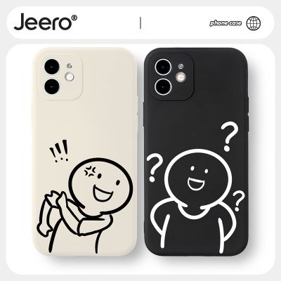 【COD】Jeero เคสคู่ เคสไอโฟน คู่รัก ขอบเหลี่ยมกันกระแทกซิลิโคนนุ่มน่ารักตลก เคสศัพท์ Compatible for 13 12 11 Pro Max SE 2023 X XR XS 8 7 6 6S Plus แปลกๆ สีดำ พลัส HFF367