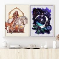 Celtic Gaul Horned God Art พิมพ์เทพธิดา CERNUNNOS โปสเตอร์ Pagan ภาพวาดผ้าใบ Witchy EPONA ภาพผนัง Home Room Decor 0712