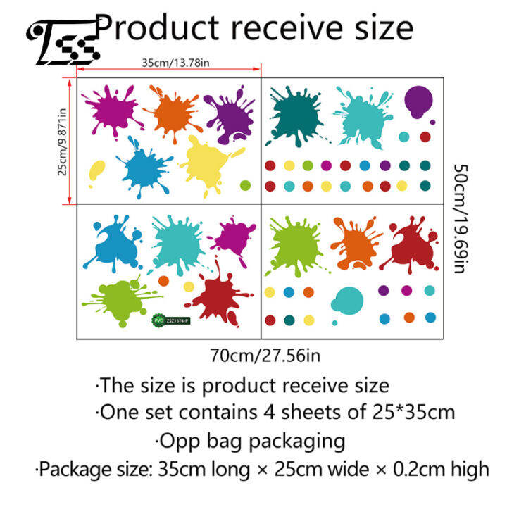 สติกเกอร์ติดผนังสาดน้ำหลากสีสีหมึก-splat-ศิลปะสติ๊กเกอร์ดีคอลติดผนังตกแต่งห้องเรียนเนอสเซอรี่ห้อง