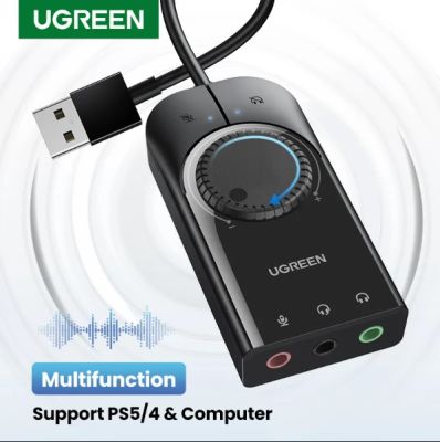 UGREEN Sound Card USB Audio Interface External 3.5mm Microphone Audio Adapter Soundcard ยาว 15 ซม.