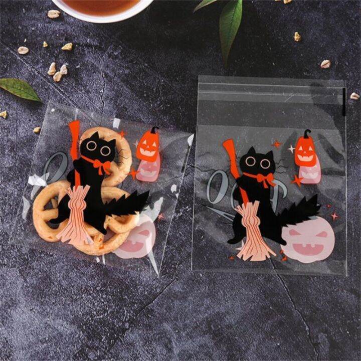 100pcs-new-halloween-cookie-packaging-bag-pumpkin-party-phantom-candy-packaging-baked-self-adhesive-bag-gift-wrapping-bags