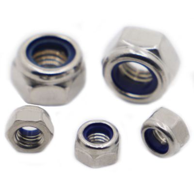 M2 M2.5 M3 M4 M5 M6 M8 M10 M12 M14 M16 304 Stainless Steel Self-locking Nut Nylon Lock Nut Locknut Slip Nylon Hex Nut DIN985 Nails  Screws Fasteners