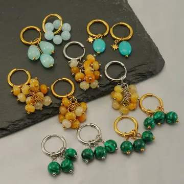 Macy's Dyed Green Jade Drop Earrings in 14K Yellow Gold-Plated Sterling  Silver - Macy's