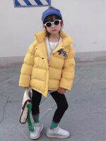 ฤดูหนาวชายหญิงเสื้อหลวมสั้น Parka เด็ก Solid Letter Hooded Jacket Thicken เป็ดสีขาวลงเสื้อผ้าเด็ก XMP446