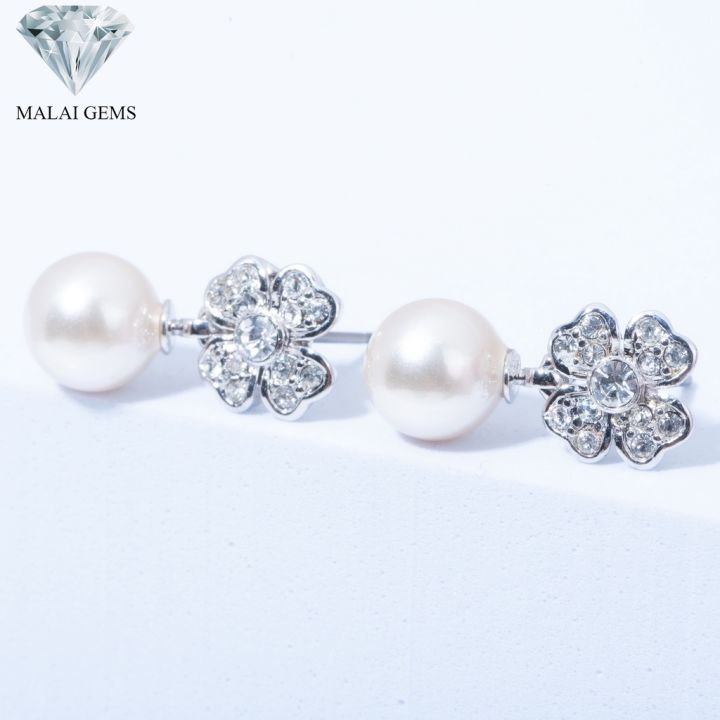 malai-gems-ต่างหูเพชร-เงินแท้-silver-925-เพชรสวิส-cz-เคลือบทองคำขาว-รุ่น11005596-แถมกล่อง-ต่างหูcz-ต่างหูเงินแท้