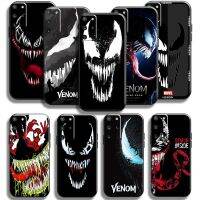 [Yellow peach flavor]  Marvel Venom Logo โทรศัพท์กรณีสำหรับ Samsung Galaxy S20 S21 S22 FE 5G S10 10E S9 Plus สีดำ Coque Soft