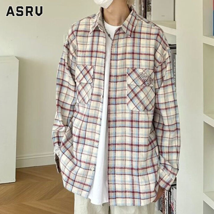 asrv-เสื้อเชิ้ตชาย-เสื้อเชิ้ตผู้ชาย-เสื้อเชิ้ตลำลองชาย-shirts-for-men-เชิ้ตผู้ชาย-เสื้ออินเทรนด์เสื้อเชิ้ตลายสก๊อตผู้ชายเสื้อแขนยาวเสื้อลำลองหล่อ