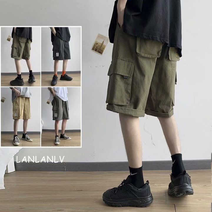 2022-summer-techwear-shorts-mens-hong-kong-style-students-handsome-straight-fifth-pants-korean-trend-loose-baggy-casual-trouser