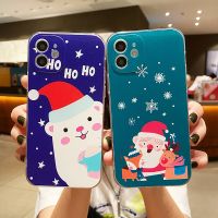 ☌◐ Christmas bear color painting case for iPhone13 iphone12 PRO MAX iPhone11 iPhone X XR XS 6 7 8 se 2020 couple phone case