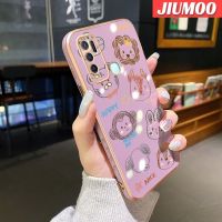 เคส JIUMOO เคส Y30i สำหรับ Vivo Y50 Y30เคสลายการ์ตูนรูปสัตว์ดีไซน์ใหม่แบบเรียบง่ายเคสโทรศัพท์ชุบหรูหราสร้างสรรค์ลายขอบคลุมทั้งหมดเลนส์กล้องถ่ายรูปเคสนิ่มป้องกันเคสกันกระแทก