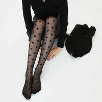 【CW】New Pantyhose Women Tights Black And White Big Dots ถุงน่องโปร่งเซ็กซี่ไร้รอยต่อทั้งหมดแน่นถุงน่องหญิง Collant