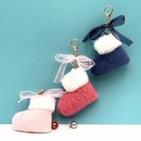 【LZ】♨㍿▩  Botas de Natal Chaveiro para Mulheres Pingente bonito do saco do arco Porta-chaves Cartoon Plush Car Chaveiro