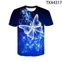 New Butterfly 3d Printing T-shirt Short-sleeved Casual Mens And Womens Fashion Childrens Streetwear Cool Tops Breathable