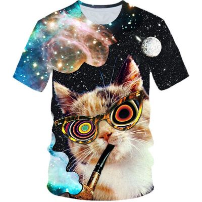 Children Colorful Space Galaxy 3D T-shirt Boys Girl Fashion Animal Cat Dog Pizza Moon Cloud Smoke Funny Print T shirt 4-20 Years