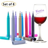 8 Colors Wine Glass Pen Set Erasable Red Hand-painted Graffiti Metal Wine Glass Marker Pen