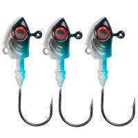 3PCS Jig Fish Head Hook 3.5g/5g/7g/10g/14g/20g ตกปลา Jigging สแตนเลส Fishhook 3D Eyes Pike Bass Worm Fishing Tackle-anyengcaear