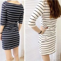 ✨beefashion✨Korean Women Dress Stripe Mini Dress Casual Dress Clothing