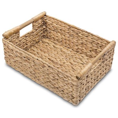 Wicker Baskets for Organizing Bathroom, Hyacinth with Wooden Handle
