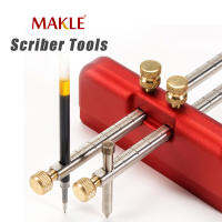 MAKLE งานไม้สไตล์ยุโรป Scriber คู่หัวใบมีดไม้บรรทัดไม้เดือย S Cribing วัด DIY เครื่องหมายวัด