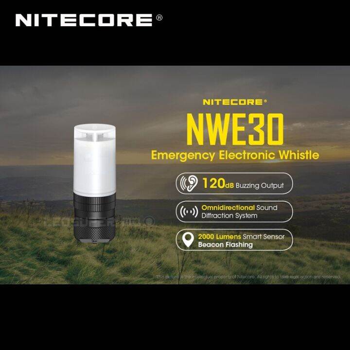 NITECORE NWE30 Emergency Electronic Whistle with 120dB Buzzing Output and Beacon Signal Flashing