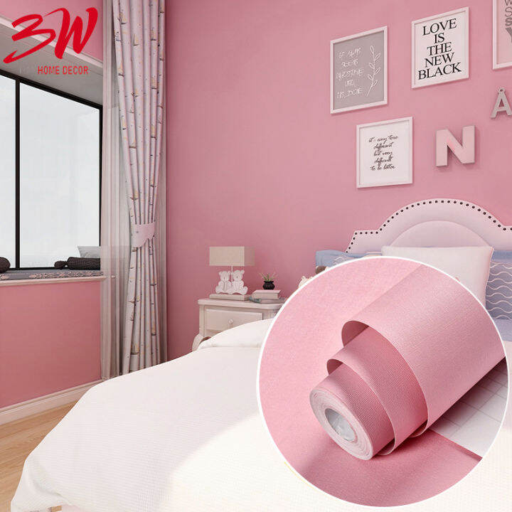 Hm Wallpaper Plain Pink Wall Design 10 Meters X 45Cm Home Wall Decoration  Self-Adhesive Pvc Material Wall Sticker For Bedroom Living Room Teensroom  Waterproof | Lazada Ph