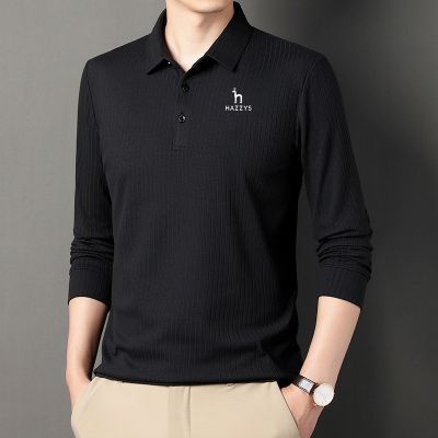 ☄✺ HAZZYS 2023 New Men 39;s Golf Apparel Spring/Fall 2022 Men 39;s New Casual T shirt Men 39;s Solid Color Long Sleeve POLO Shirt Slim Top