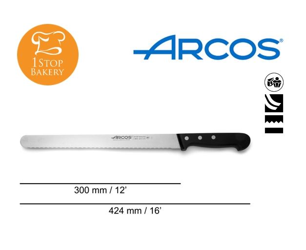 arcos-spain-284304-pastry-knife-serrated-universal-300mm-มีดปาดขนมหยักอเนกประสงค์