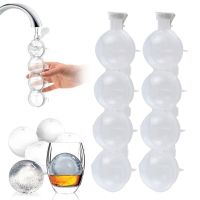 4 Hole Ice Cube Makers Round Ice Hockey Mold Cocktail Whisky Vodka Ball Ice Mould Bar Kitchen Party Ice Box Ice Cream Maker Tool