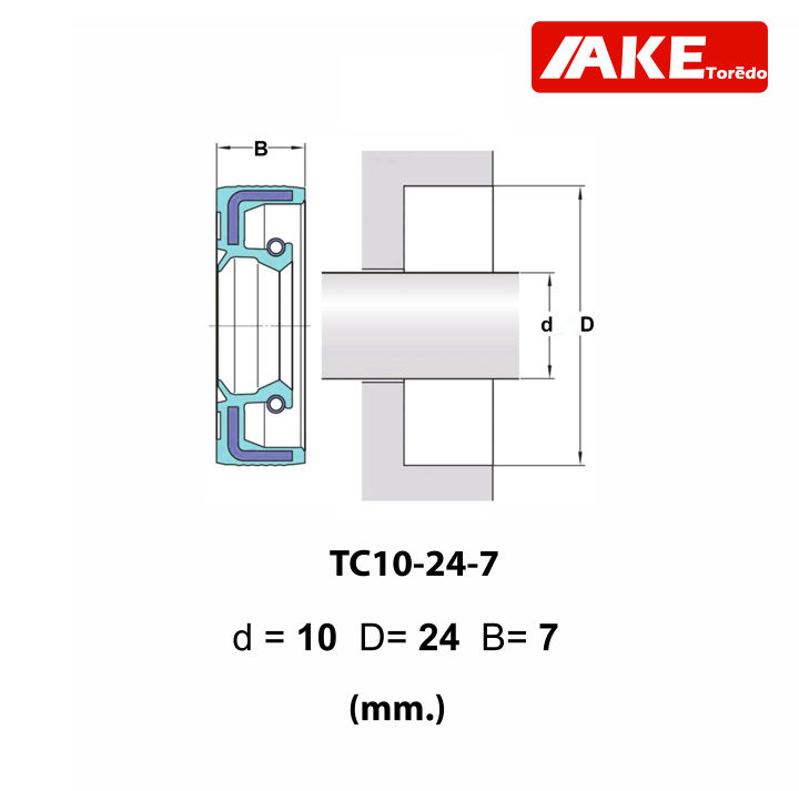 tc10-24-7-oil-seal-tc-ออยซีล-ซีลยาง-ซีลกันน้ำมัน-ขนาดรูใน-10-มิลลิเมตร-tc-10-24-7-โดยake