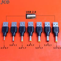 JCD 1pcs USB 2.0 Power Plug Converter To 5.5 x 2.1 2.5x0.7 3.0x1.1 4.0 4.8x1.7 5.5x1.7 5.5x2.5 mm 5V DC Power Adapter Connector