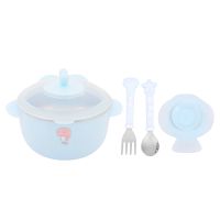 Baby Cutlery Set Stainless Steel Cute Cartoon Insulated Bowl Child Hot Water Insulation Bowl Children Feeding Tableware