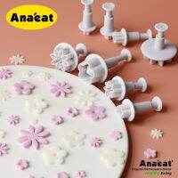 Anabeat พิมพ์บิสกิตฟองดูอบเค้ก4ชิ้นเครื่องมือตัดเครื่องดันบิสกิตสำหรับงานฝีมือน้ำตาลบิสกิตเค้กเดซี่