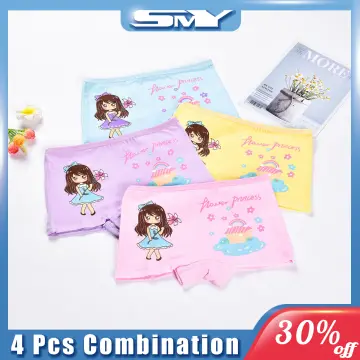 SMY 4Pcs/ Lot Cotton Kids Panties Cute Cartoon Princess PrintDesign Girls  Boxer Soft Baby Underwear For 2-12Yrs