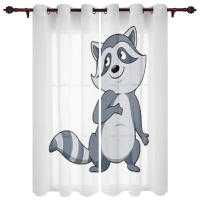 Grey Tanuki Brown Panda Window Curtain Home Decor Curtains for Living Room Left and Right Biparting Open Drapes for Bedroom